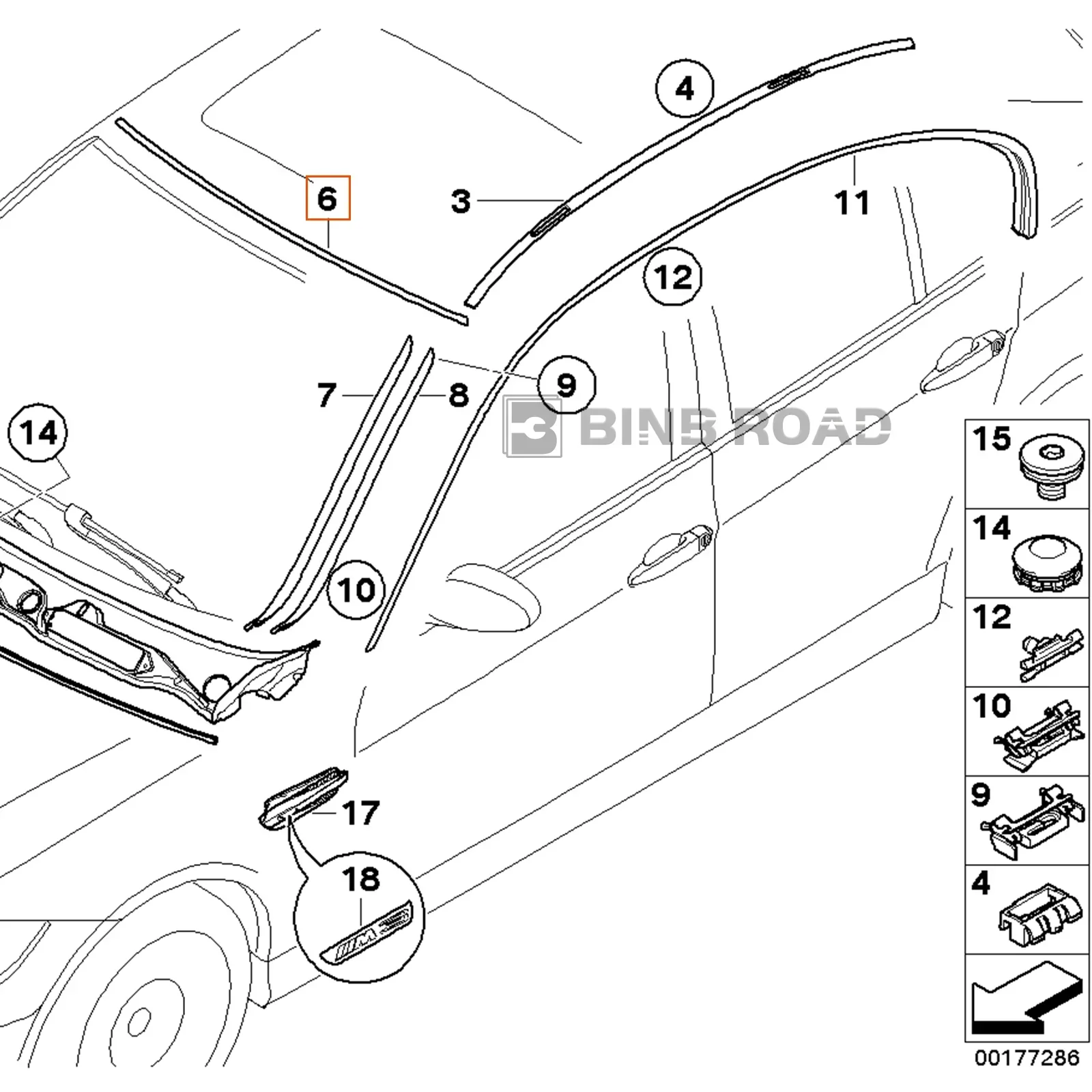 51317061967 Windshield Moulding Seal - Front Upper - Image 4